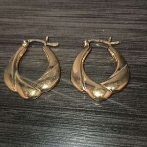 925 Sterling Gold Over Silver Hoop Pierced Earrings